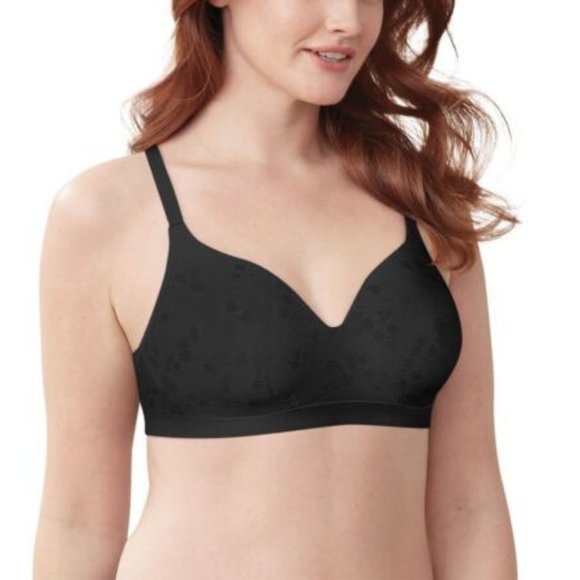 NWT BALI COMFORT REVOULTION JACQUARD T-SHIRT BRA BLACK FLORAL 2XL - Picture 1 of 6
